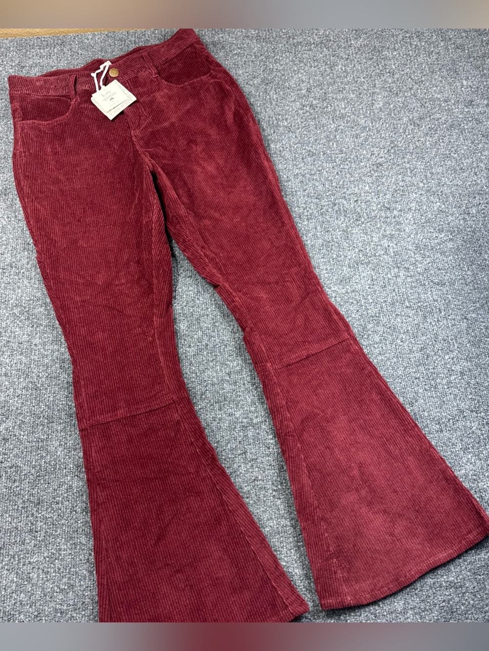 Kate Quinn Burgundy Corduroy Flared Pants Women’s 8 NWT
